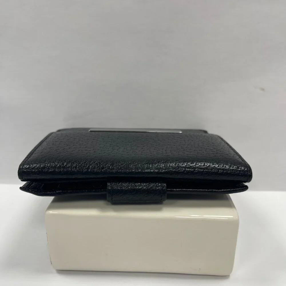 Gucci Black Leather Compact Wallet w/ Silver-tone Hardware - Preowned